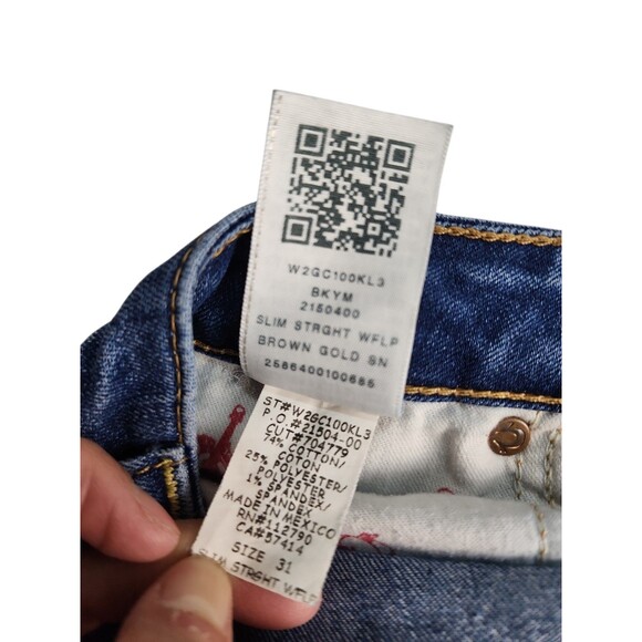 TRUE RELIGION WOMEN`S SLIM STRAIGHT WFLP JEANS SIZE 31 IN BKYM SAVAGE SALN - Picture 11 of 15